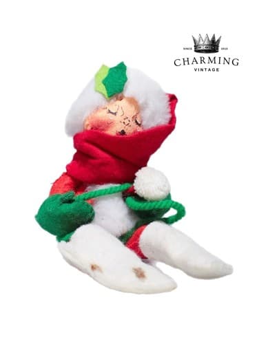 Vintage ANNALEE Mobilitee Dolls Girl Elf Sleeping Christmas Doll Figure - Image 1