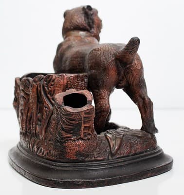 Vintage Terracotta Mastiff Bulldog w/ Glass Eyes Pottery Cigar Holder Figurine - Thumbnail 9
