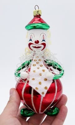 Vintage European Style Hand Blown Glass Circus Clown Christmas Ornament - Thumbnail 5
