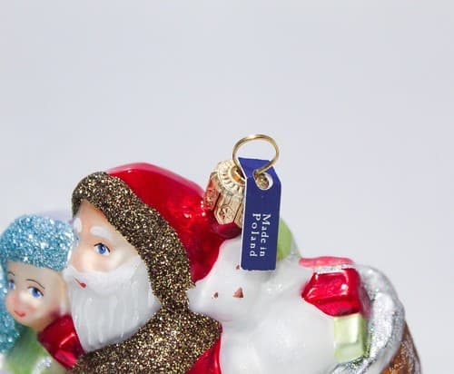 Glassware Art Studio Poland Santa In Sleigh Glass Christmas Ornament in Box - Thumbnail 10