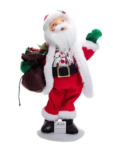Vtg 2017 ANNALEE Mobilitee WINTER BERRY SANTA Christmas Artisan Doll 15" w/Tag - Image 1