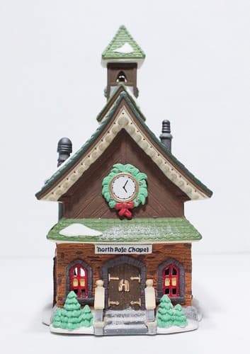 Vintage DEPARTMENT 56 "North Pole Chapel" Porcelain Christmas Village #5626-0 - Thumbnail 7