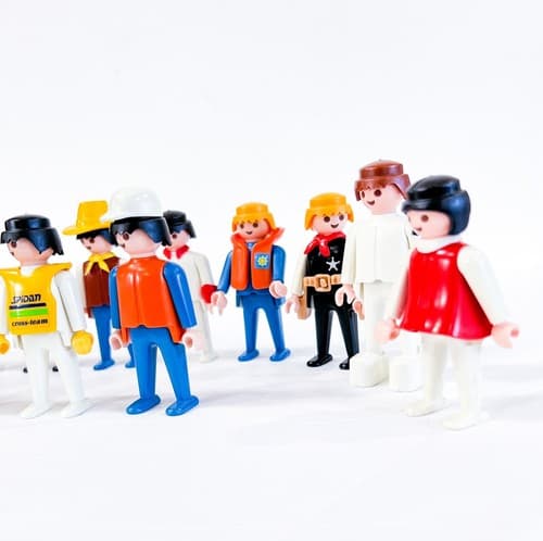 16 Vintage 1974 Geobra Playmobil People Toy Plastic Figures - Thumbnail 5
