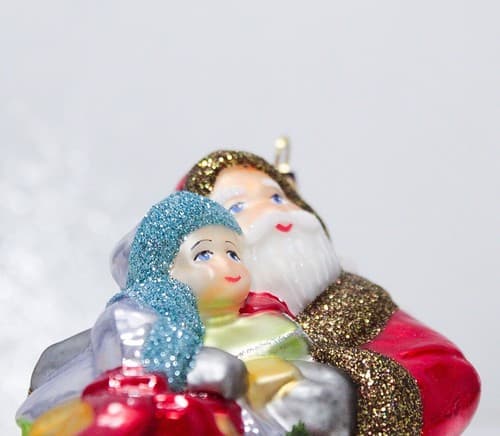 Glassware Art Studio Poland Santa In Sleigh Glass Christmas Ornament in Box - Thumbnail 8