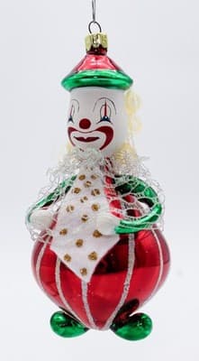 Vintage European Style Hand Blown Glass Circus Clown Christmas Ornament - Thumbnail 4