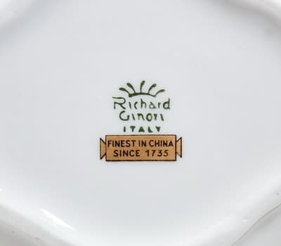 RICHARD GINORI Italy Vintage Hand Painted Porcelain Floral Lidded Bowl - Thumbnail 9
