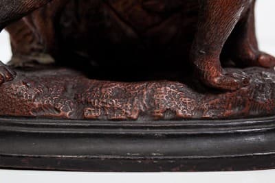 Vintage Terracotta Mastiff Bulldog w/ Glass Eyes Pottery Cigar Holder Figurine - Thumbnail 4