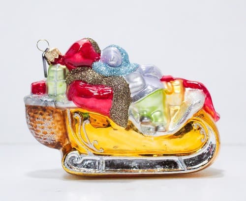 Glassware Art Studio Poland Santa In Sleigh Glass Christmas Ornament in Box - Thumbnail 7