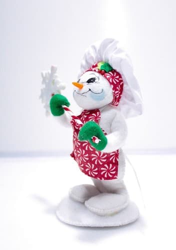 Vtg 2015 ANNALEE Mobilitee PEPPERMINT CHEF SNOWMAN Christmas Artisan Doll 5" - Thumbnail 5