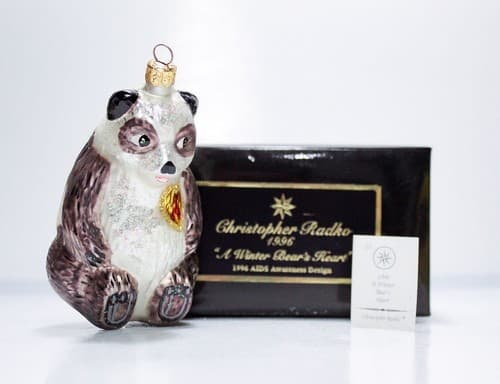 Vtg 1996 Christopher Radko "A Winter Bear's Heart" Glass Christmas Ornament - Thumbnail 3