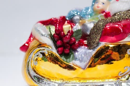 Glassware Art Studio Poland Santa In Sleigh Glass Christmas Ornament in Box - Thumbnail 4