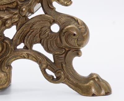 Antique Cast Iron Gold Gilt Cherub & Griffin Motif Desk Mantle Footed Clock - Thumbnail 6