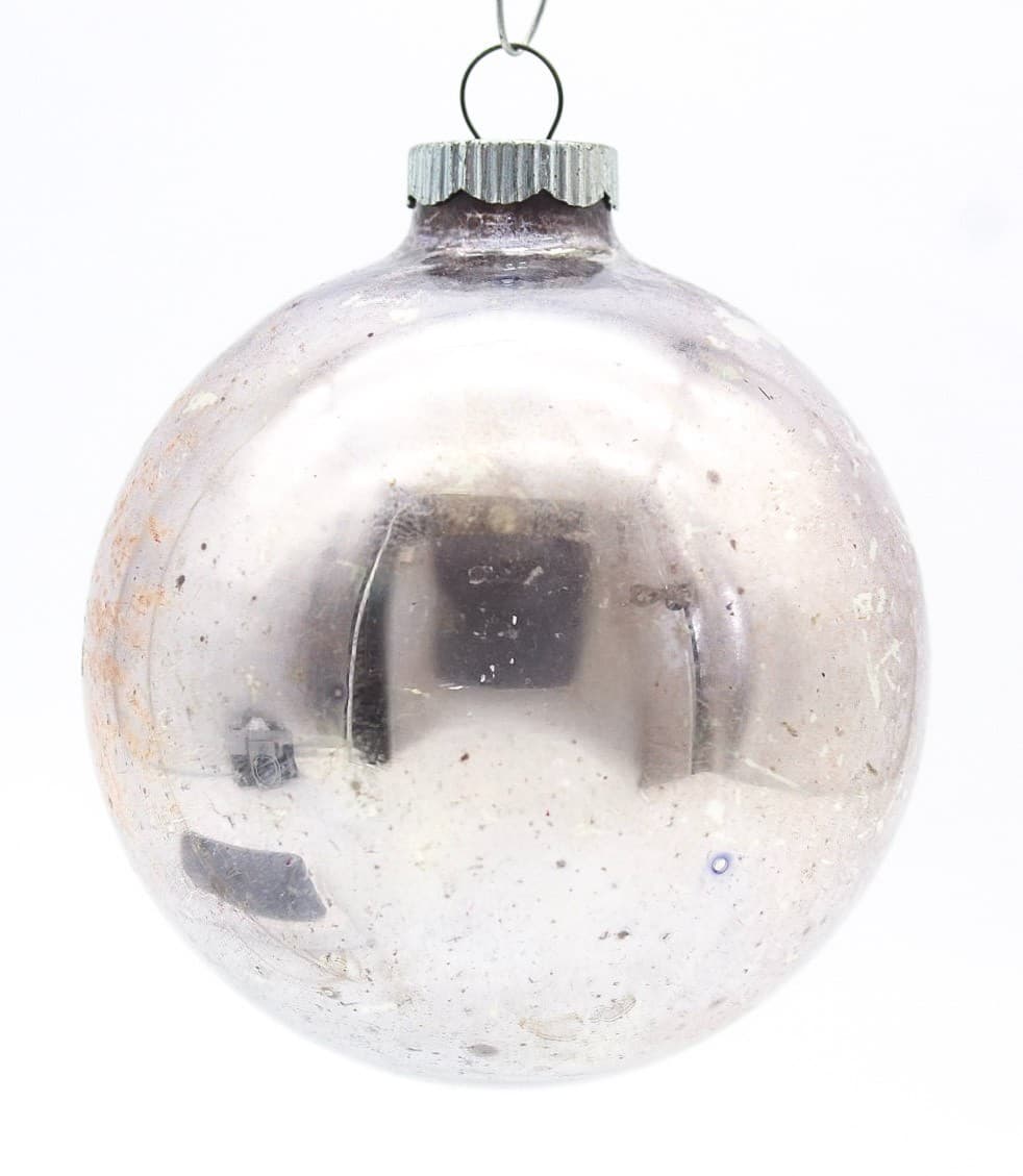 Shiny Brite Silver Colored Vintage Ball Glass Christmas Jumbo Ornament 3.25" - Thumbnail 6