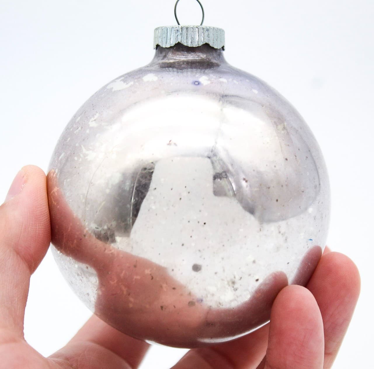 Shiny Brite Silver Colored Vintage Ball Glass Christmas Jumbo Ornament 3.25" - Thumbnail 5