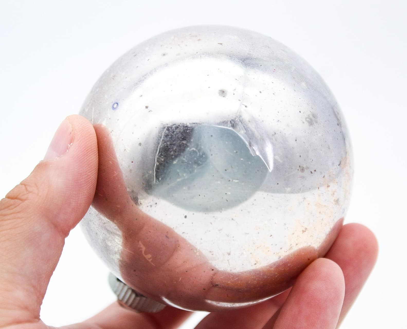 Shiny Brite Silver Colored Vintage Ball Glass Christmas Jumbo Ornament 3.25" - Thumbnail 3