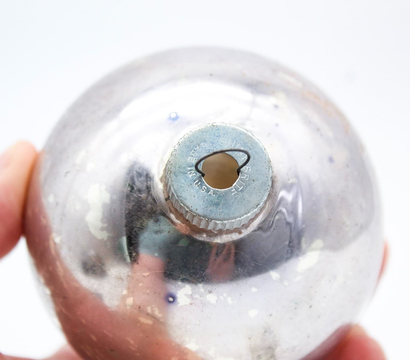 Shiny Brite Silver Colored Vintage Ball Glass Christmas Jumbo Ornament 3.25" - Thumbnail 4