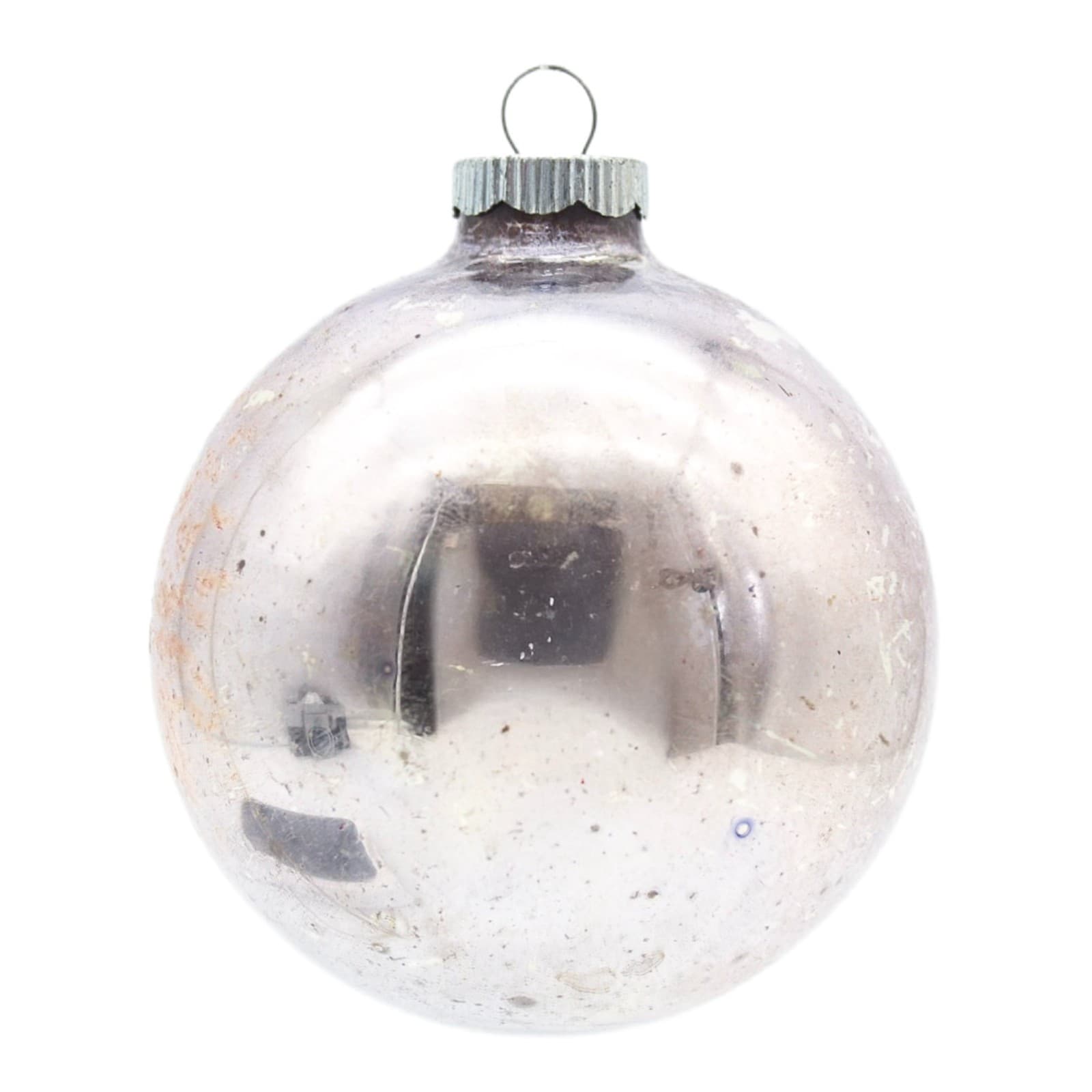 Shiny Brite Silver Colored Vintage Ball Glass Christmas Jumbo Ornament 3.25" - Image 1