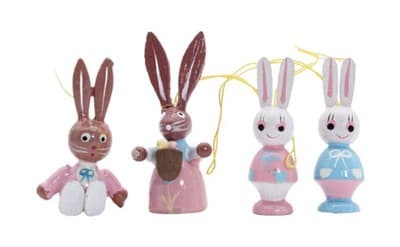 Lot of 4 Vintage Hand Painted Rabbit Bunny Holiday Hanging Ornaments - Image 1