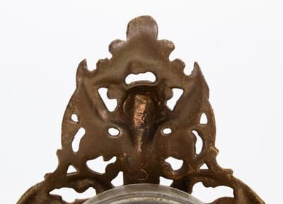 Antique Cast Iron Gold Gilt Cherub & Griffin Motif Desk Mantle Footed Clock - Thumbnail 11