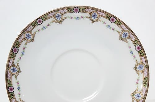 LIMOGES France Clairette Gilt Handles Porcelain Boullion Cup & Saucer - Thumbnail 5