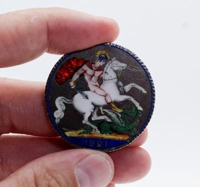 Antique Georgian King George IV 1821 Enamel Silver Coin Brooch Pendant RARE - Thumbnail 8