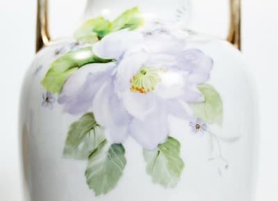 Antique Hand Painted NIPPON Japan Floral Gold Gilt Porcelain Handled Vase - Thumbnail 4