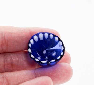 Vintage OOAK Dollhouse Miniature Blue Art Glass Bowl - Thumbnail 3