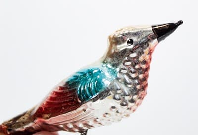 Vintage Glass Clip On Blue Winged Song Bird With Spun Tail Christmas Ornament - Thumbnail 2