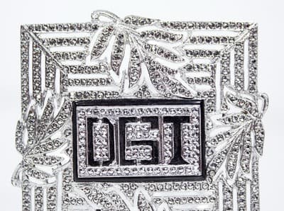 Vintage Sterling Silver Marcasite Large Floral Motid "D.G.T." Monogrammed Brooch - Thumbnail 2