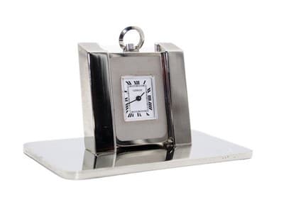 Vintage CLINIQUE Silver Tone Hand Wind Movement Travel Clock WORKS - Image 1