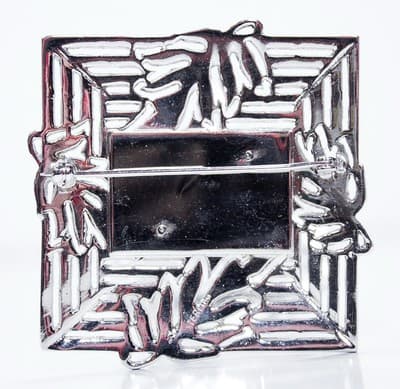 Vintage Sterling Silver Marcasite Large Floral Motid "D.G.T." Monogrammed Brooch - Thumbnail 4