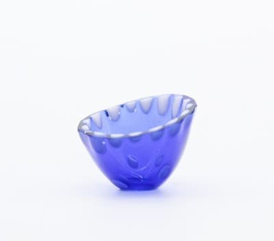 Vintage OOAK Dollhouse Miniature Blue Art Glass Bowl - Thumbnail 4