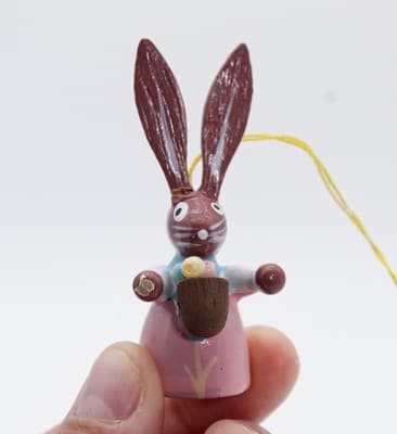 Lot of 4 Vintage Hand Painted Rabbit Bunny Holiday Hanging Ornaments - Thumbnail 2