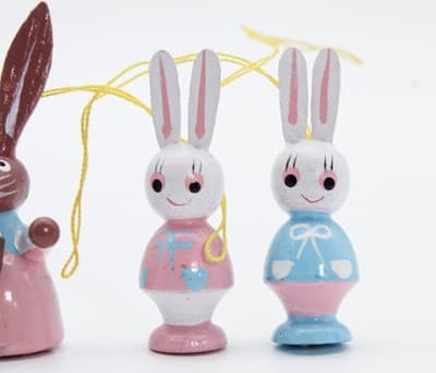 Lot of 4 Vintage Hand Painted Rabbit Bunny Holiday Hanging Ornaments - Thumbnail 5