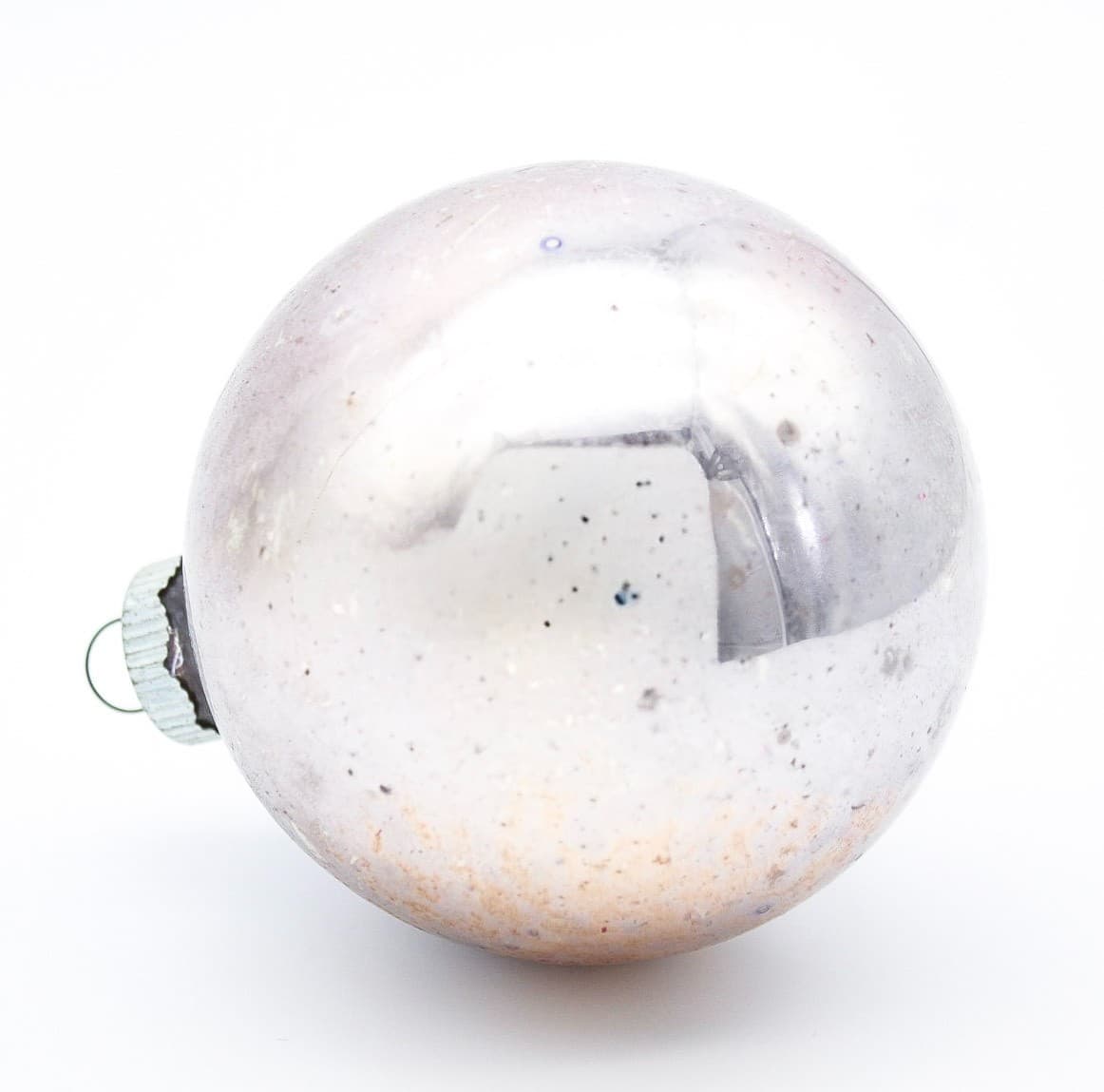 Shiny Brite Silver Colored Vintage Ball Glass Christmas Jumbo Ornament 3.25" - Thumbnail 2