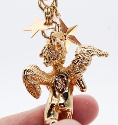 Vintage KIRKS FOLLY Gold Tone Angel Charm Key Chain Fob - Thumbnail 2