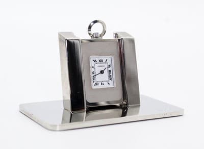 Vintage CLINIQUE Silver Tone Hand Wind Movement Travel Clock WORKS - Thumbnail 7