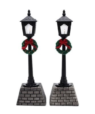 2 Russ Vintage Christmas Village Lamppost With Battery Works In Box Accessories - Image 1