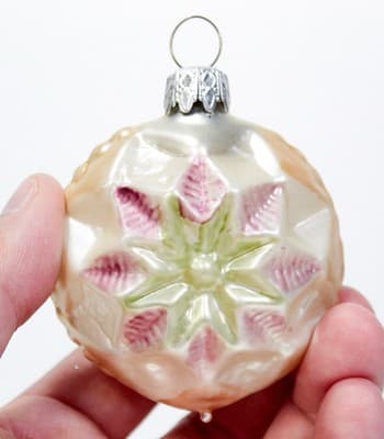 Vintage West Germany Spherical Shape Hand Painted Glass Christmas Ornament - Thumbnail 2