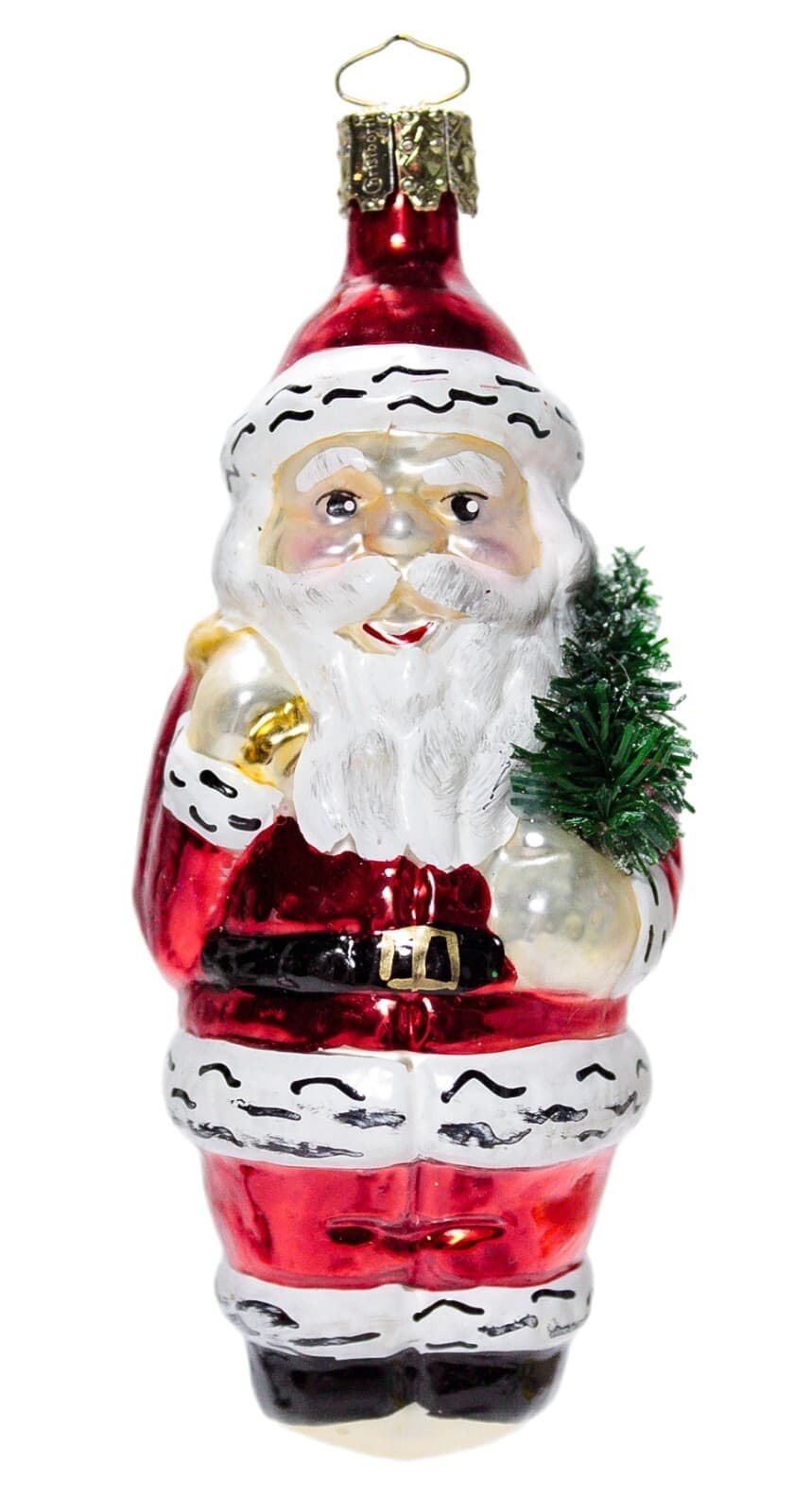 CHRISTBORN Made In Germany Hand Painted Santa Glass Christmas Ornament - Image 1