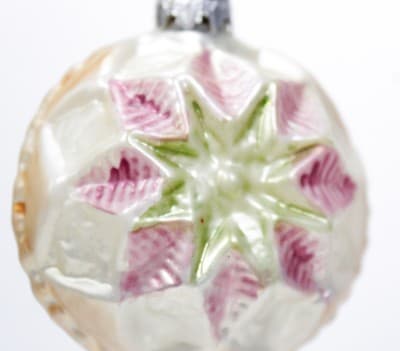 Vintage West Germany Spherical Shape Hand Painted Glass Christmas Ornament - Thumbnail 3