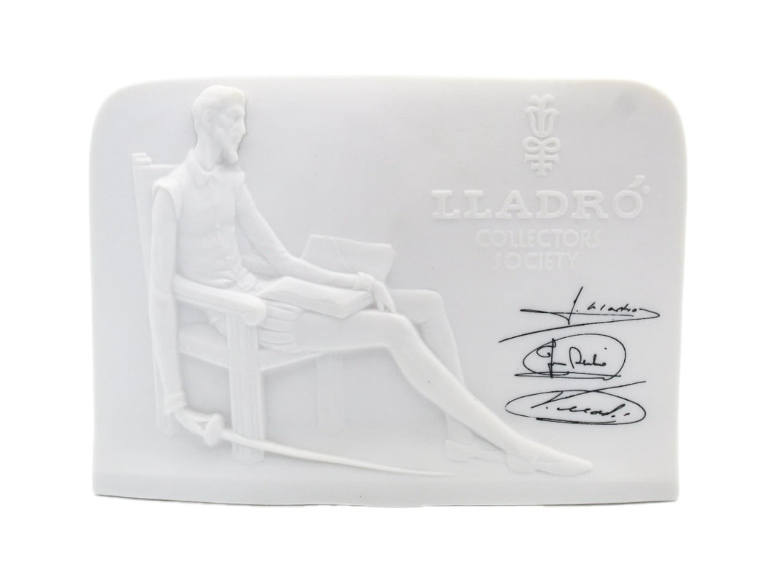 Lladro Spain Collectors Society Don Quixote 3D Releif Bisque Porcelain Plaque - Image 1