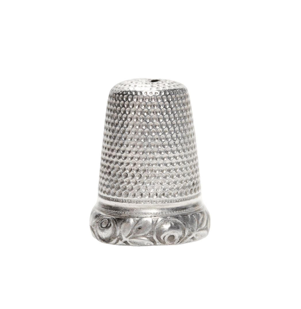 Antique Sterling Silver Size 8 Ornate Sewing Tool Floral Thimble - Image 1
