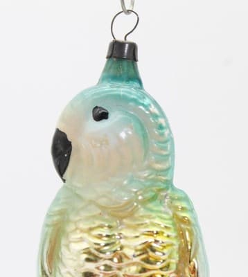 Old Parrot Bird On Christmas Ball Hand Painted Glass Christmas Ornament - Thumbnail 6