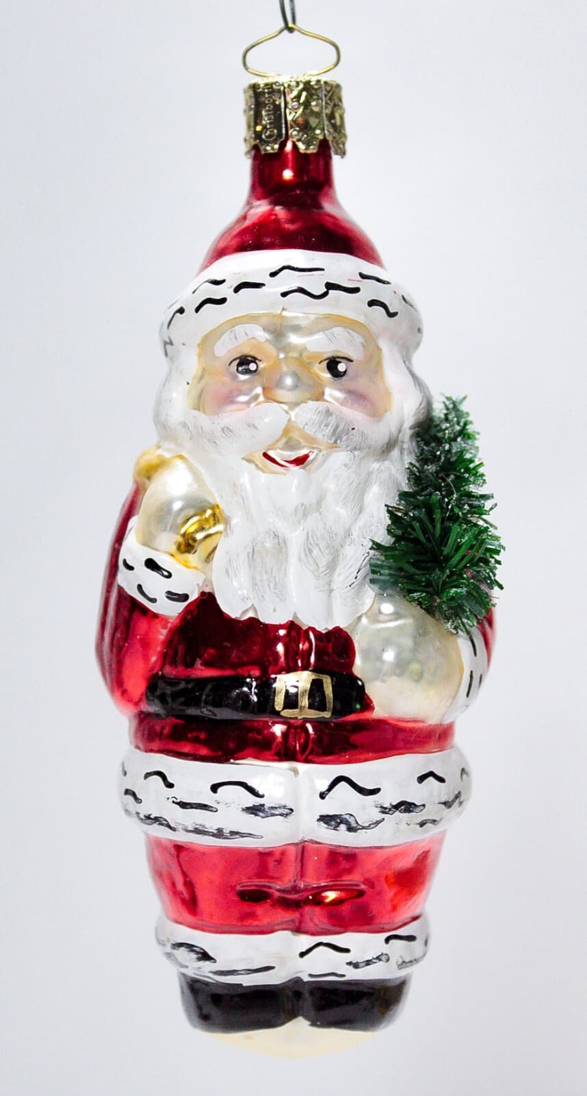 CHRISTBORN Made In Germany Hand Painted Santa Glass Christmas Ornament - Thumbnail 4