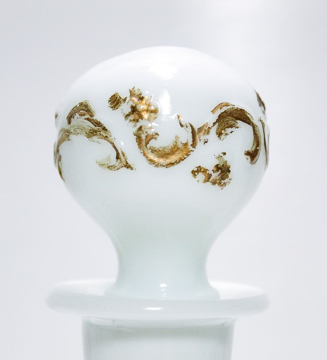 Antique Milk Glass Hand Painted Floral Motif Bottle Decanter - Thumbnail 4
