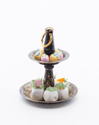 Vintage Dollhouse Miniature Pastry Cake 2 Tier Stand Kitchen Accessory 1:12 - Thumbnail 4