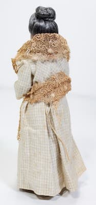 Antique Porcelain Miniature Dollhouse Lady Doll w/ Laced Dress & Necklace RARE - Thumbnail 7
