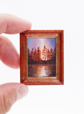 Miniature Dollhouse 1998 "Morning Glory" Oil Painting by Cecil Burkhatter OOAK - Thumbnail 4