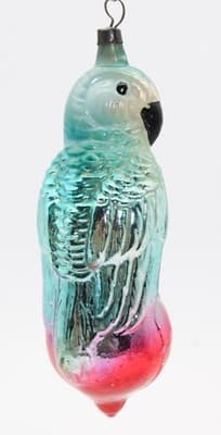 Old Parrot Bird On Christmas Ball Hand Painted Glass Christmas Ornament - Thumbnail 4
